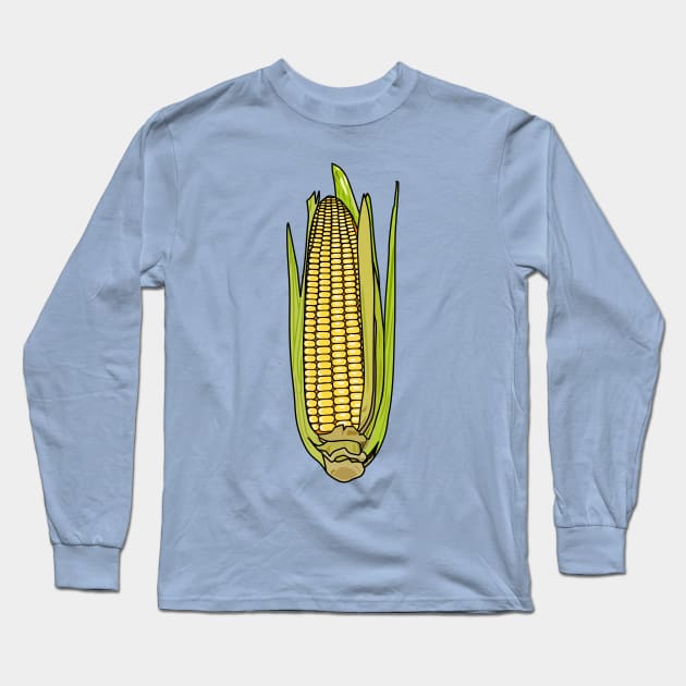 Corn cartoon illustration Long Sleeve T-Shirt by Miss Cartoon